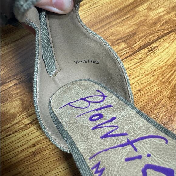 Blowfish Women 8 Zate Flats Pointed Toe Ankle Strap Ballet Brown Canvas Tan NWOT - Picture 4 of 6